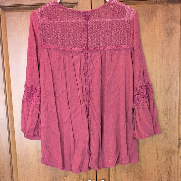 Knox Rose Women's Mauve Lace Accent Blouse - Picture 4 of 4